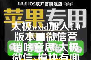 太极wxid加人7.0版本■微信营销啥意思(太极微信x模块有哪些功能)