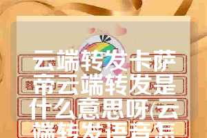 云端转发卡萨帝云端转发是什么意思呀(云端转发语音怎么用)