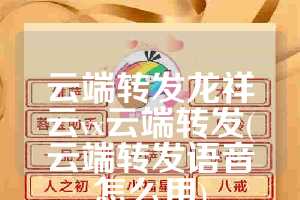 云端转发龙祥云vx云端转发(云端转发语音怎么用)