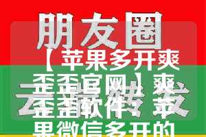 【苹果多开爽歪歪官网】爽歪歪软件：苹果微信多开的新选择