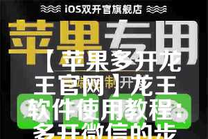 【苹果多开龙王官网】龙王软件使用教程：多开微信的步骤