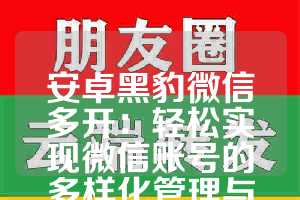 安卓黑豹微信多开：轻松实现微信账号的多样化管理与登录方式