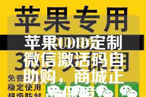 苹果UDID定制微信激活码自助购，商城正品保障！