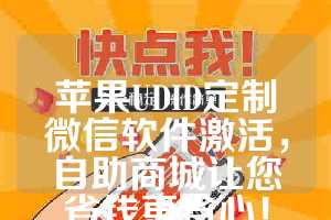 苹果UDID定制微信软件激活，自助商城让您省钱更省心！