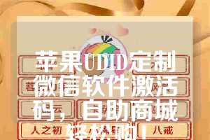 苹果UDID定制微信软件激活码，自助商城轻松购！